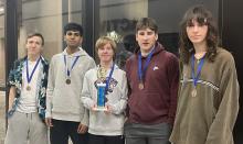 Five Panther seniors worked together to bring home 3rd place from the quiz bowl competition, at O’Gorman, on March 3, 2025. From left: Aiden Keenan, Prithvi Patthi, Brendan Lindsey, Preston Konopasek, and Joey Furlong. Submitted photo