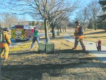 The North Sioux City Fire Department responded to a small fire that happened near Dakota Dunes Boulevard and StoneyBrook Suites Assisted Living on March 10, 2025. Photo by Kelly Riibe • times2reporter@gmail.com