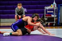 Senior Jackson Boonstra had a great match to win over Sioux Falls Washington on February 13, 2025. Photo by Peterman Sports Photography • stevepeterman5@gmail.com