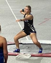Molli Harkin threw the shot put for 9th place, 33’ 8.5” at the Dan Lennon meet on March 17, 2025. Submitted photos
