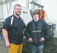 Ethan Vincent, an EPJ senior, has been interning at Empirical Foods. He is seen here with CNC Programmer Adam Schlagel in Dakota City. From left: Adam Schlagel, and Ethan Vincent. Photo by Kelly Riibe • times2reporter@gmail.com