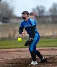 Regan Rasmussen pitched the whole game for the Huskies on Friday, April 4, 2025. Photos by Peterman Sports Photography • stevepeterman5@gmail.com