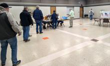 The NSC fire department and community center was a busy place on Tuesday, April 8, 2025 for voters casting ballots.