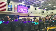 2025 Dakota Valley graduates tossing their caps in the air in celebration on Saturday May 10. Submitted photo
