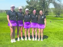 The Panther varsity girls golf roster competed in Dell Rapids onTuesday, May 6, 2025. From left: Skylar Anderson, Katie Betsworth, Claire Wiebelhaus, Leah Crombie, and Addicyn Sailer. Submitted photo