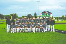Dakota Valley took runner-up at the spring high school baseball tournament, in Brookings, on May 26-27, 2025. Front row from left: Cameron Curry, Jack Jones, Tyler Cornelson, Tyler Kloucek, Ethan Seaton, Drew Lukken, Brady Weaver, Noah Graham, Jackson Boonstra, and Vaughn Hoffman. Back row from left: Coach Rob Augustine, Assistant Coach Yancy Bykerk, Jake Pick, Jackson Shoulders, Grady Ramos, Jack Wiese, Vincent Hoffman, Sterling Schauff, Luke Bruns, Will Schnabel, Jake Carter, Assistant Coach Cory Carter, 