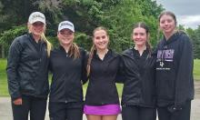 The DV girls varsity roster competed on May 23, 2025 and May 27, 2025 to close out their regular season of play for this season. From left: Katie Betswoth, Claire Weibelhaus, Addicyn Sailor, Leah Crombie, and Skylar Anderson. Submitted photo