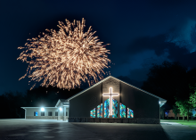 On the night of July 4th, a member of Elk Point United Parish drove past the church and was struck by its stunning glow under the dark sky. Though heavy rain kept them from stopping, the sight lingered in their mind. The next evening, they returned and captured this breathtaking photo of the illuminated church with fireworks bursting in the background. Submittedphoto