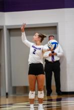 Junior Coryn Kimbell gets ready to serve during DV’s home match on September 9, 2025. Photo by Peterman Sports Photography • stevepeterman5@gmail.com