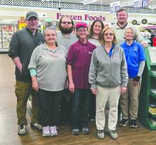 Jones’ Food Center in Elk Point is celebrating 30 years of service September, 2025. Front row from left: Tina Wilson, Twila Woehl, Mary Nelson, and Jan Brusseau. Back row from left: Tim Ohden, Donavan Wilson, Christine Brunken, and Joe Hall. Photo by Shannon Jost • timesleader1@gmail.com