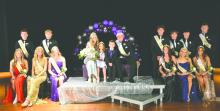 Dakota Valley held its homecoming coronation on Monday, September 1, 2025. Front row from left sitting: Sophie Meyer, Ella Chamberlain, Samantha Kimbell, Queen Marissa Loe, Princess Isabel Overgaauw, Prince Leo Riibe, King Cooper Bernard, Claire Munch, Josephine Hall, and Ashley Jelken. Back row standing from left: Cash Slater, Bennett Lukken, Luke Anema, Noah Graham, Matt de Beer, and Seth Reinhardt. Photo by Kelly Riibe • times2reporter@gmail.com