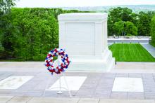 A ceremonial wreath rests at the Tomb of the Unknown Soldier in Arlington National Cemetery on Veterans Day, symbolizing the nation’s tribute to all who served. Photo submitted