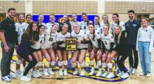 The Panther volleyball team defeated Platte-Geddes, on November 11, 2025, to advance to the state tournament. Back Row L-R: Skylar Anderson, Brenna Johnson, Tinsley Sorensen, Remy Probasco, Coryn Kimball, Taylor Piel, Aubree Worden, Taylor Pearman, Addi Bradshaw, Madie Munch. Front Row L-R: Samantha Swick, Samantha Kimbell, Bria Perryman, Jaidyn Jund, Claire Munch, Ava Redstone. Photo by Peterman Sports Photography • stevepeterman5@gmail.com