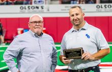 Coach Jacob Terry was named the Class 11B Coach of the Year, for 2025, by the South Dakota High School Coaches Association. Photo by Peterman Sports Photography • stevepeterman5@gmail.com