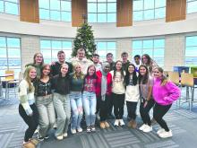 The Dakota Valley High School student council organized a “Giving Tree” for the 2025 holiday season. Members are pictured with advisor Demi Harlan as they usher in another season of giving for the Panther community. Back row, from left: Teagan Meyer, Cooper Bernard, Bennett Jensen, Nabil Tawil, Ian Greene, Asher Pfeifer, Kshitij Patil and Suri Uhl. Front row, from left: Sophie Meyer, Ashley Jelken, Julia Bernard, Isabelle Carreau, Mallory Riibe, Aneesa Yussuf, Ava Castillo, Alexis Harlan, Demi Harlan and Gr