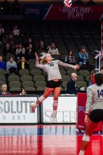 Husky alum Bentlee Kollbaum is seen here playing for Bellevue University during the NAIA national volleyball tournament on December 3-9, 2025. 