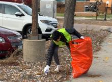 Dakota Valley sophomore Kshitij Patil picks up litter in Sioux City in December 2025. Patil also donated $500 to the Siouxland Chamber Foundation’s Pick‑It‑Up Litter Campaign and $500 to the Food Bank of Siouxland to support local families during the holiday season. Submitted photo