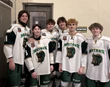 Sioux City Metro seniors are pictured. Back row, from left: Demetri Tsiobanos, Alec Ownby and Corbin Heck‑ens. Front row, from left: Bryan Sanders, Logan Fehl and Jax Trosper. Submitted photo