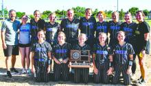 The Elk Point-Jefferson softball team were runners-up at the Class A state tournament in Aberdeen on June 6, 2026. Back row from left: Assistant Coach Josh Nearman, Manager Haley Harkness, Addison Jacobs, Bailey Johnson, Breann Johnson, Camryn Norris, Alexis McDermott, Laney Trometer, Sailor Kommes and Head Coach Amber Otkin. Front rowm from left: Paige Jacobs, Regan Rasmussen, Makinley Hammitt, Molly Geary, and Cera Schmitz. Photos by Peterman Sports Photography • stevepe