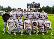 The Dakota Valley senior legion team won Region 3B on July 23, 2026 to advance to the state tournament. Back Row (L-R): Coach Caleb Deist, Bryce Anderson, Sterling Schauff, Grady Ramos, Micah Dembowski, Will Schnabel and Vincent Hoffman. Front Row (L-R): Jackson Shoulders, Jack Wiese, Jake Pick, Reid Huber, Noah Graham and Jack Jones. Photo by Peterman Sports Photography • stevepeterman5@gmail.com