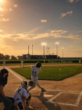 Jack Wiese, #84 for Dakota Valley, is at the plate during this contest in Dyersville, Iowa on the 'Field of Dreams'. Submitted photo