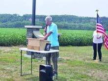 Eric Rosenbaum speaks during the dedication ceremony at Elmwood Cemetery on Aug. 8, where South Dakota’s newest historical marker was unveiled. Submitted photos
