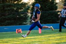 Luke Swatek found the end zone for EPJ during their game versus Parker on September 4th. Photo by Peterman Sports Photography • stevepeterman5@gmail.com