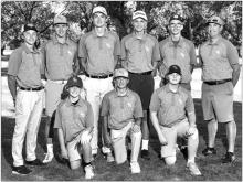 The Elk Point-Jefferson Husky golf team for 2022 consists of, front from left, Austin Hanson, Ben Akin and Aiden Clercx; and back, Carter Langle, Evan Hailey, Lucas Hemmingstad, Kade Frank, Carter Magstad and head coach Kelly Haberling. Photo by Peterman Sports Photography • photoman@ iw. net