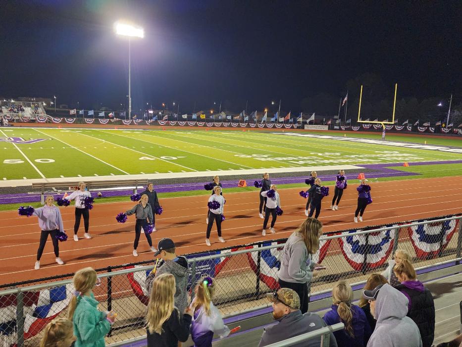 Dakota Valley Sideline Cheerleaders pump up the crowd against Madison Sept. 23. Submitted photo