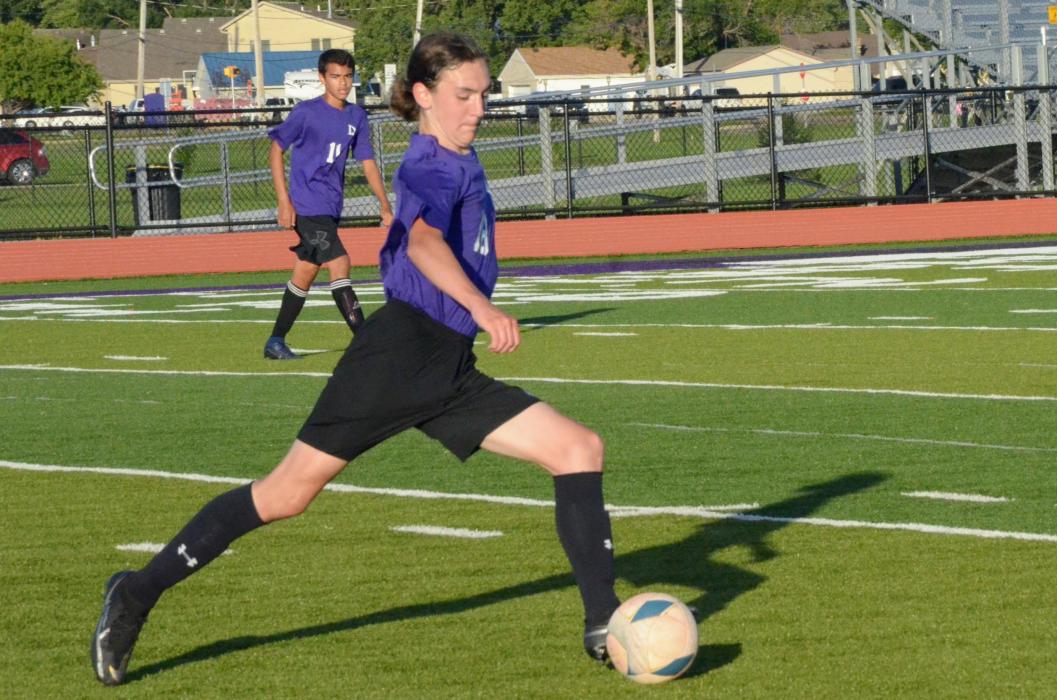 Chance Feese moves the ball down the field on defense. Photo by Kelly Riibe • times2reporter@gmail.com