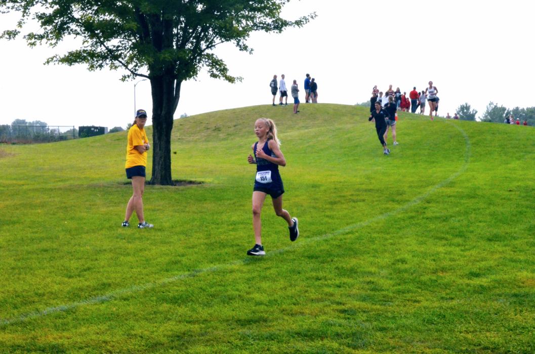 Ella Otten placed 18th in the first cross country meet of the season in Beresford. Photo by Kelly Riibe