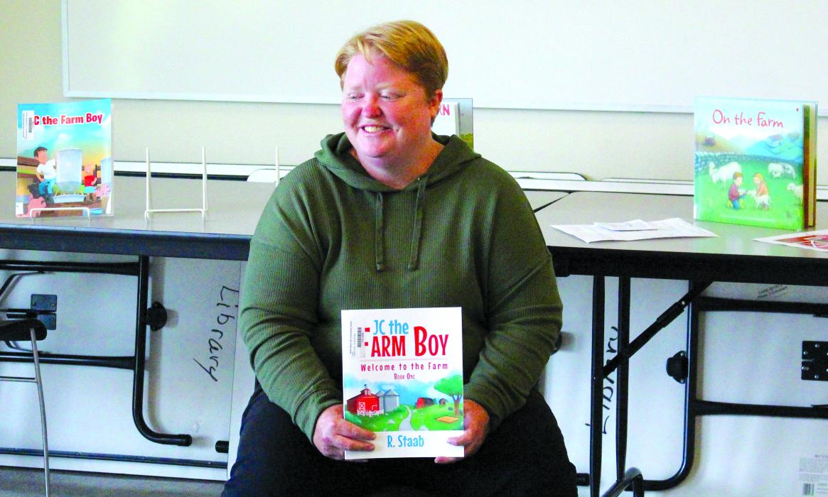 Rebecca Staab has written two books and was present to read one of them at the North Sioux City Community Library Storytime Thursday, Sept. 22. Photo by Beth Sherard-Hutcheson • times1reporter@gmail.com