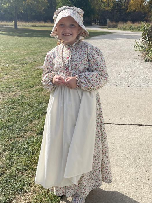 Adelyn Ward, a Dakota Valley third grader, is shown here in her Pioneer Day gown. Submitted photo