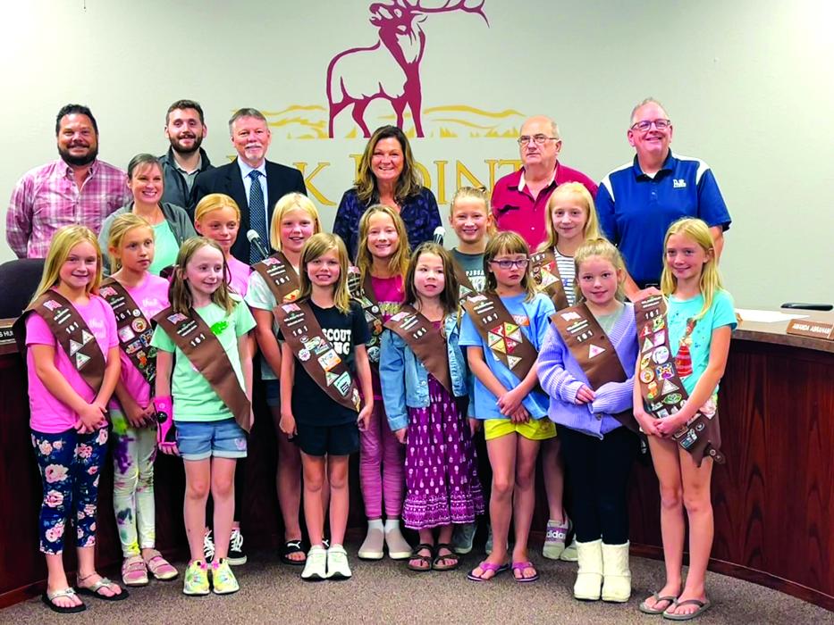 Girl Scout Troop 161 led the Elk Point City Council in the Pledge of Allegiance Oct. 3. Submitted photo