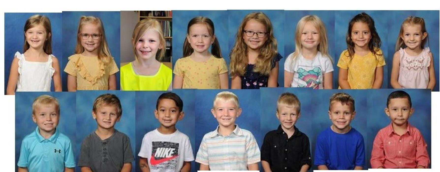 Maloney’s September JK/Kindergarten MVPs were, top row from left, Stella Klopper, Maggie Mozak, Scarlett Davenport, Harlow Dembowski, Eleanor Smith, Zoey Christensen, Ellie Antonopoulos and Kinley Blanchard; and bottom row from left, Grayson Ginkens, Walker Bloemendaal, Liam Buckley, Mason Schroeder, Burke Bomgaars, Jayse Roemmich and Fabian Torres. Submitted photo