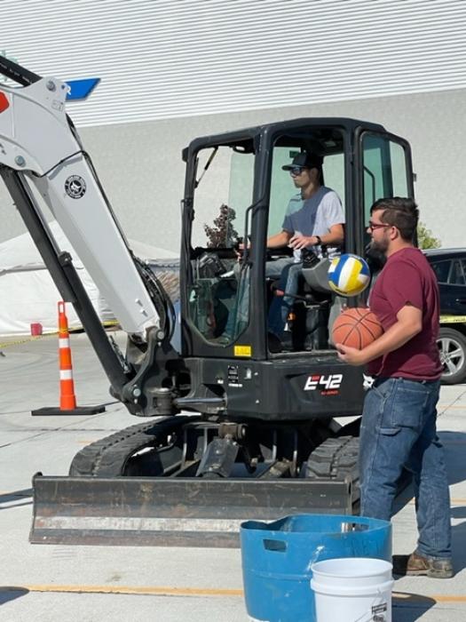 Caleb Mullen was able to get a feel of what handling an excavator is like. Submitted photo