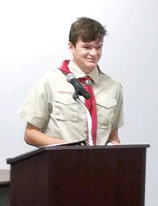 Aiden Jansen appeared before the city council Nov. 7 to request a donation to help improve the welcome to elk point sign. Submitted photo