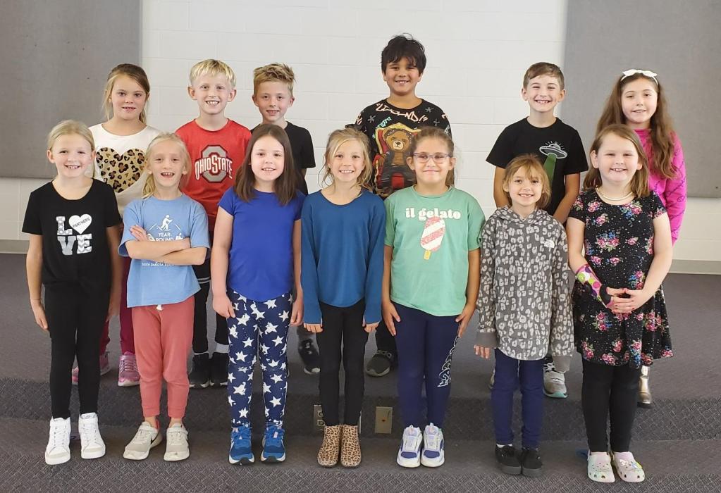 Maloney’s October MVPs for second grade are, front from left, Norah Topf, Kate Blaeser, Dylan Sandman, Kelsey Beswick, Lihana Padilla, Sage Parker and Reese Weber; and back, Emersyn Mauch, Kolton Jenks, Braylon Clausen, Makai Cordova-Fau, Jack Kramper and Asma Tawil. Arielle Davenport is not pictured. Submitted photo