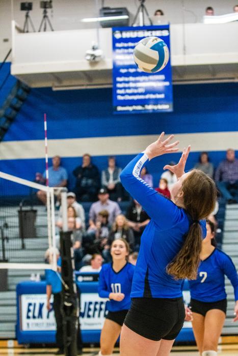 Josie Curry was a force to be reckoned with against RCC in the SoDak-16 state qualifying game. She had 13 kills during the 3-set game Nov. 8. She’s pictured here playing in Elk Point. Photo by Peterman Sports Photography stevepeterman5@gmail.com