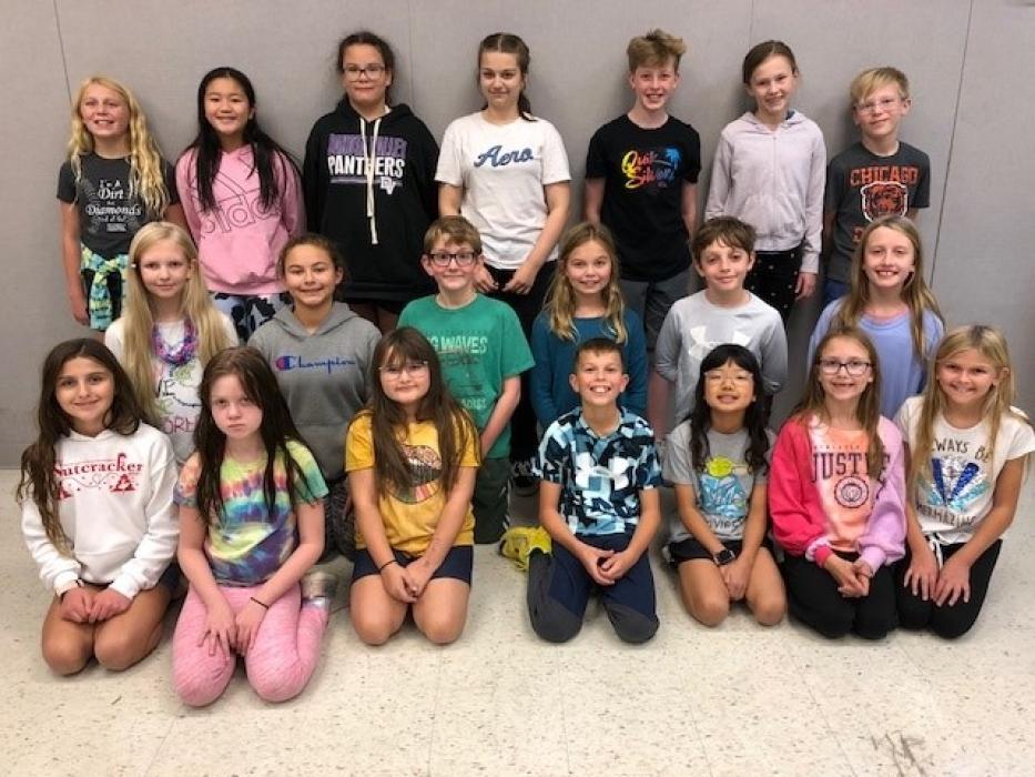 Dakota Valley Elementary Honor Choir participants were, from front left, Sophie Deacon, Lydia Taylor, Berkley Fritchen, Cruz Trejo, Nichole Yang, Caroline Goosmann and Harper Zellmer; middle, Katie Jo Hale, Ava Castillo, Hayes Monical, Lola Trejo, Oliver Kalaher and Haddie Christiansen; and back, Brynn Ramos, Iris Liao, Ametria Watson, Riley Hughes, Charlie Bomgaars, Marlee Olsen and Asher Olsen. Submitted photo