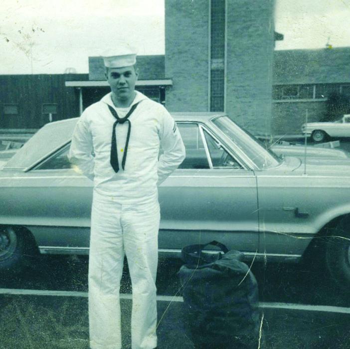 Gary Steeg enlisted in the Navy during the Vietnam War in 1966. (Above) Steeg is pictured today and in his naval uniform before leaving for training. Photos submitted and by Beth Sherard-Hutcheson