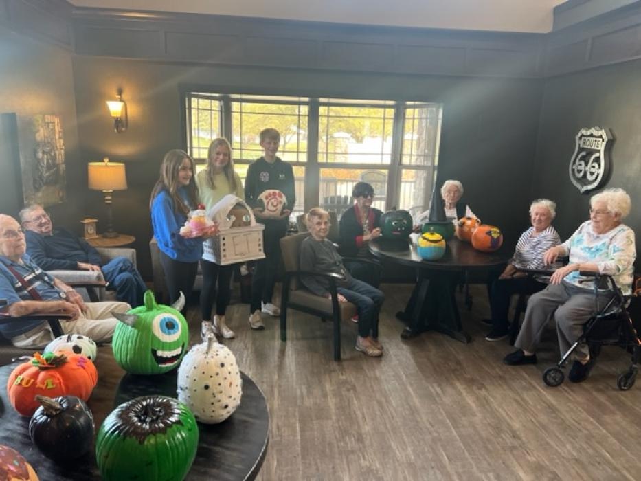 Dakota Valley Middle School Student Council members delivered painted pumpkins to the residents of StoneyBrook Suites in Dakota Dunes. Submitted photo