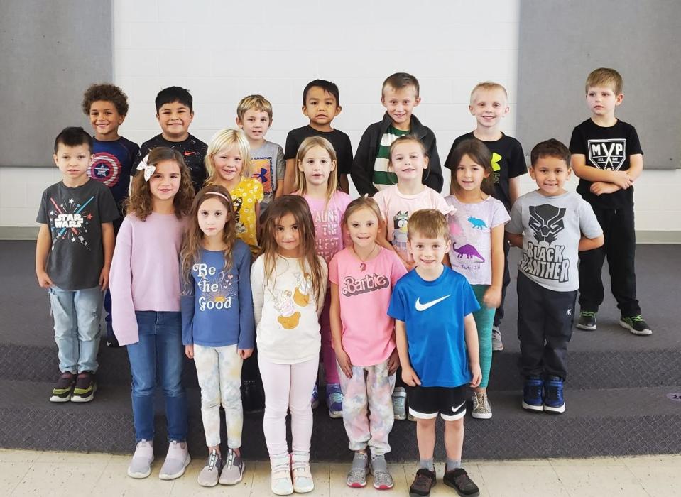 Maloney’s October MVPs in Junior Kindergarten/Kindergarten are, front from left, Olivia Overgaauw, Livi Collins, Macrae Merchant, Berkley Johnson and Leo Riibe; middle, Ryder Kollars, Sadie Mauch, Sophia Minor, Emery Lakes, Kiera Clifford and Maximus Huete; and back, Denzel Jackson, Aybrem Soriano, Everett Carreau, Leon Saunsoci, Grayson Haak, Axton Fender and Karston Keller. Submitted photo