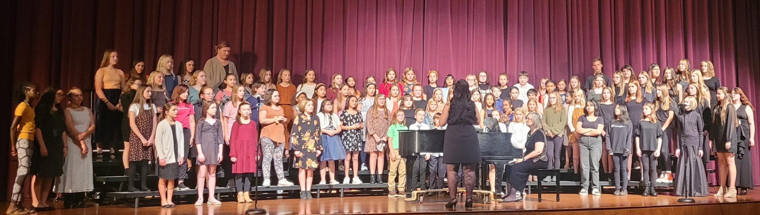 The 4th-8th grade combined choir at Dakota Valley sang O Music! by Lowell Mason and arranged by Rao. Photo by Kelly Riibe • times2reporter@gmail.com