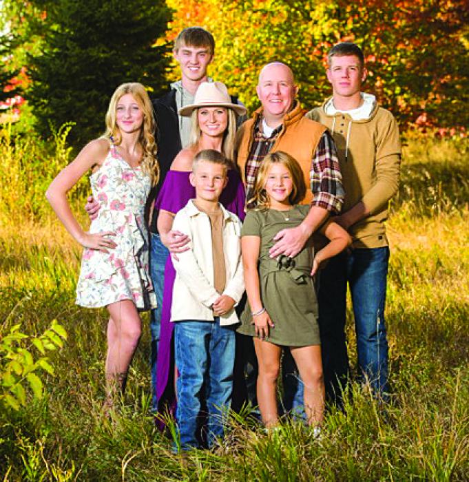 Jenni Martin’s family consists of, front from left, Nixon Ireland and Kennedy Ireland; and back, Amrah Martin, Aidan Martin, Jenni Martin, Nate Ireland and Dyllon Ireland. Submitted photo