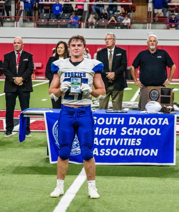 Ben Swatek was awarded as Running Back of the Game during the State 11B Football Championships Nov. 11. Photo by Peterman Sports Photography stevepeterman5@gmail.com