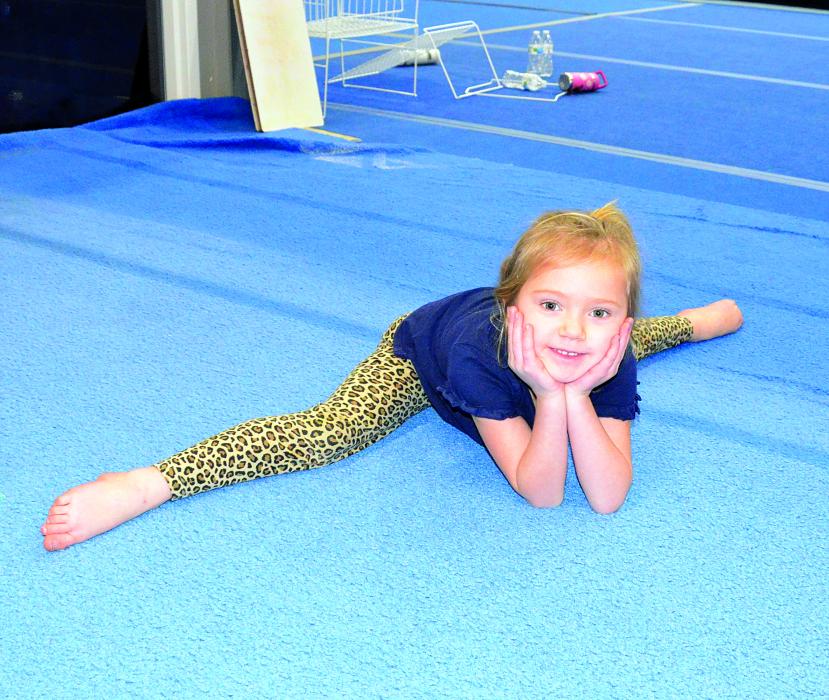 Elsy Kuehl, of Dakota Dunes, performs the splits while attending “Winter Break Camp” at V.I.P Gymnastics, Ninja, and Cheer in North Sioux City. Photo by Kelly Riibe • times2reporter@gmail.com