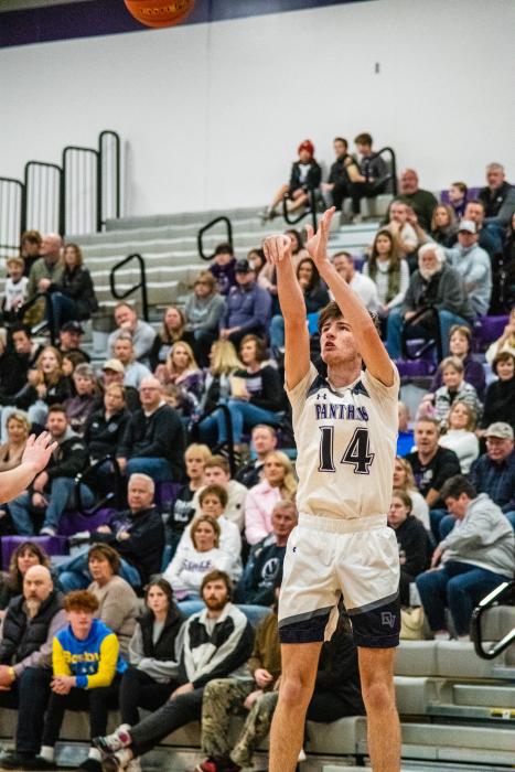 Sam Faldmo has hit a few key 3-pointers for the Panthers this season. Photo by Peterman Sports Photography stevepeterman5@gmail.com