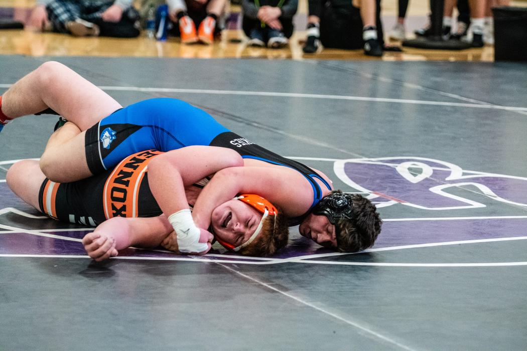 Noah Thooft wrestles against Nate Hann of Lennox and won by fall in 3:49. Thooft went on to get 2nd place. Photo by Peterman Sports Photography stevepeterman5@gmail.com