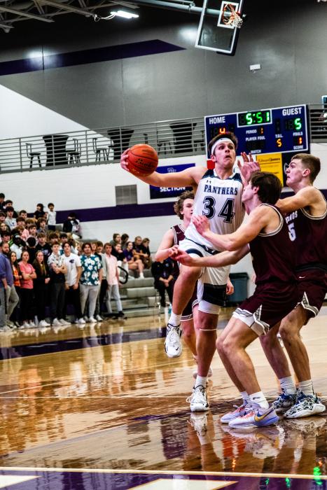 Jaxson Wingert had a great night against Tri-Valley Jan. 20 putting up 23 points and bringing down 9 rebounds. Photo by Peterman Sports Photography stevepeterman5@gmail.com